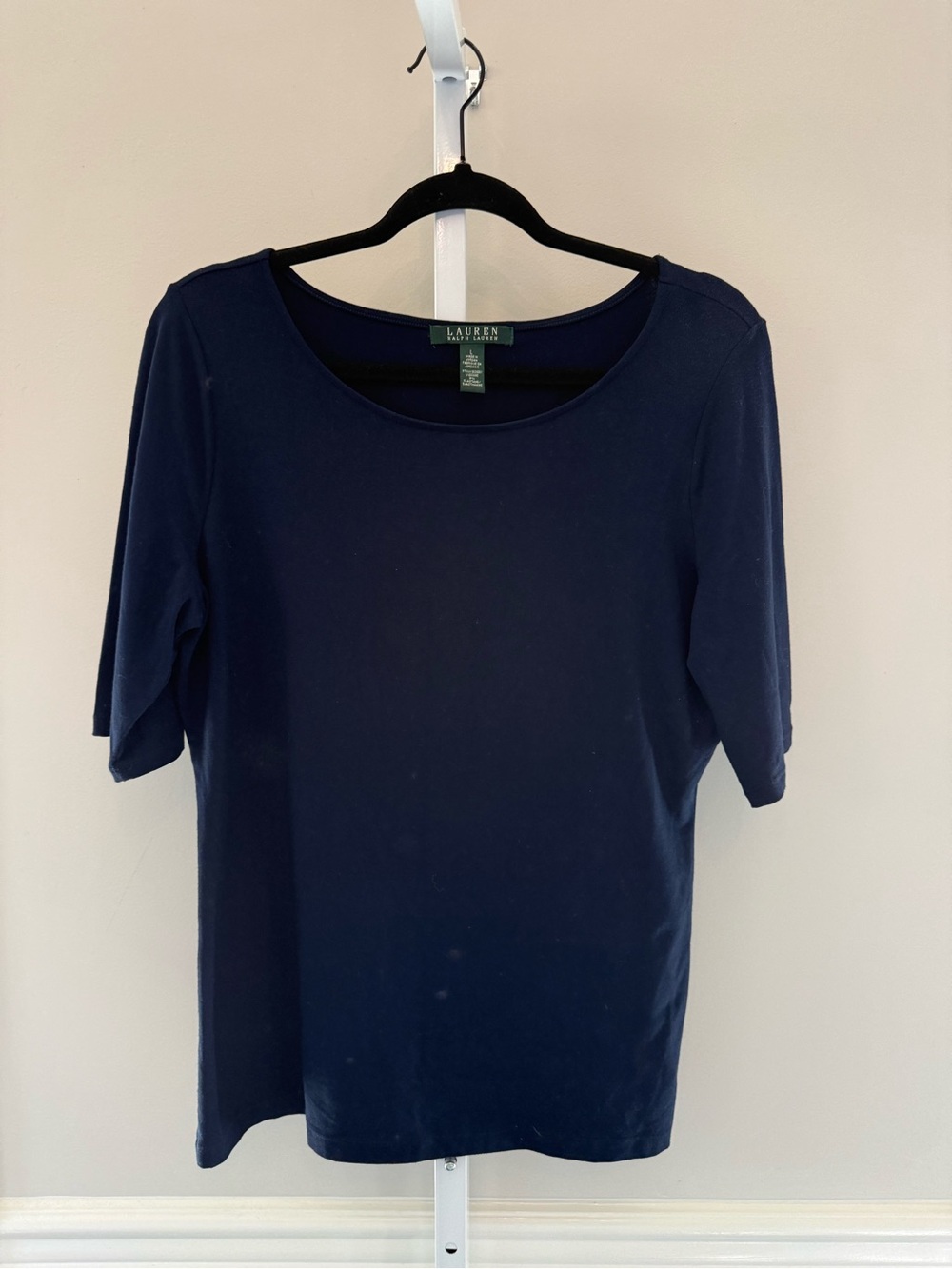 Lauren Ralph Lauren Navy Scoop Neck Women's Top